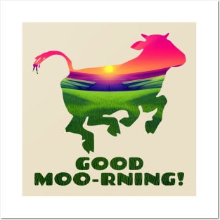 Good Moo-rning! Pop Art Sunrise Leaping Calf Posters and Art